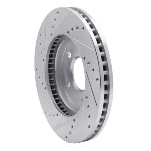 Ford Mustang Brake Rotor (1) - Front Right - R1 Concepts - Drilled & Slotted - Silver - `05-`10